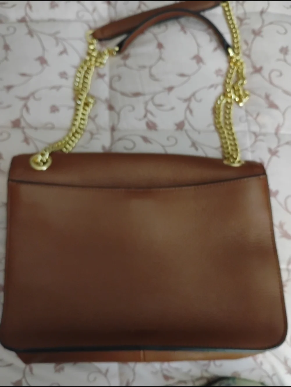 Ralph Lauren Brown Leather Chain Shoulder Bag